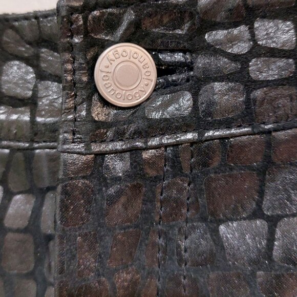 💋CHIC & SEXY💋VTG Genuine Leather Croc Embossed Straight-Cut Pants - Picture 13 of 15